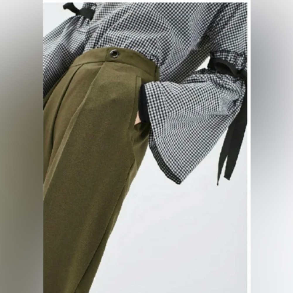 Topshop dark green pleaded Pants